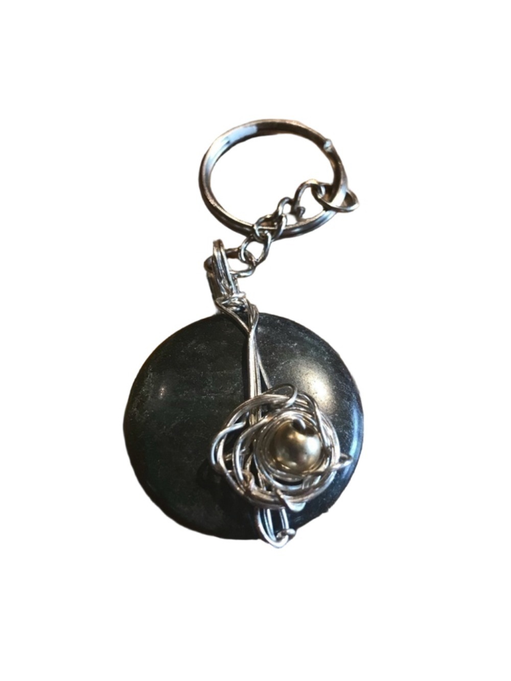 Handcrafted wire wrapped faux stone keychain